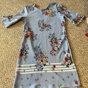 Floral Print Blue Dress